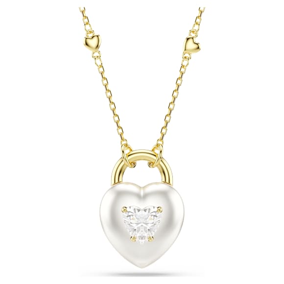 Idyllia Kolye, Karışık kesimler, Kalp, Beyaz, 18k altın rengi yüzey - Swarovski, 5744127