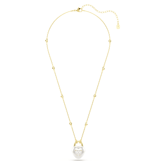 Idyllia medál, Vegyes metszés, Szív, Fehér, Aranytónusú bevonattal - Swarovski, 5744127