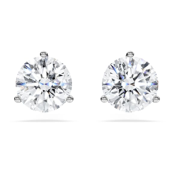 Eternity stud earrings, Lab-grown diamonds 2.0 ct tw, Round shape, 14K white gold - Swarovski, 5744254