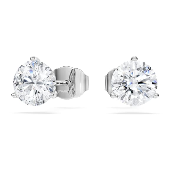 Eternity stud earrings, Lab-grown diamonds 2.0 ct tw, Round shape, 14K white gold - Swarovski, 5744254