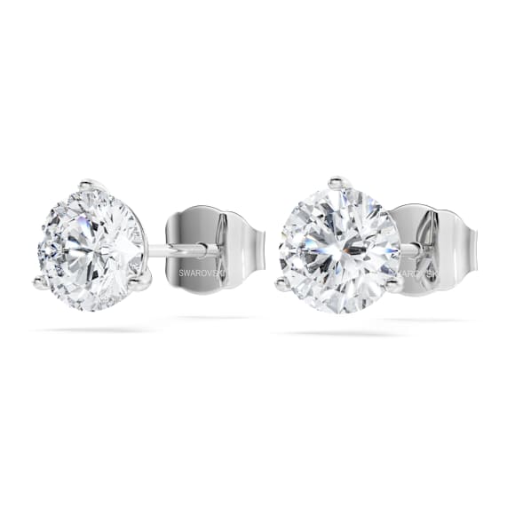Eternity stud earrings, Lab-grown diamonds 2.0 ct tw, Round shape, 14K white gold - Swarovski, 5744254