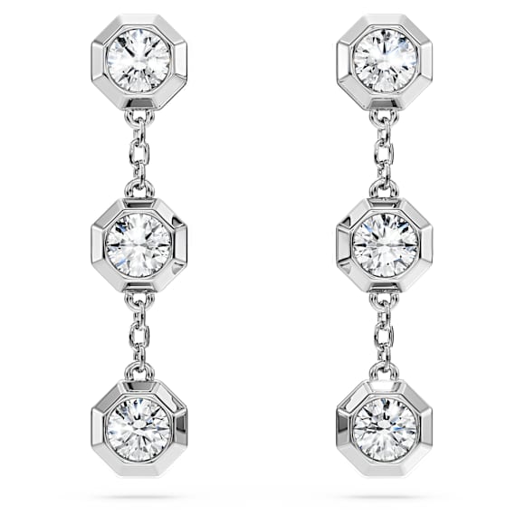 Octagon Drop-Ohrhänger, Im Labor gezüchtete Diamanten 0,6 ct tw, Runde Form, Sterlingsilber - Swarovski, 5744549