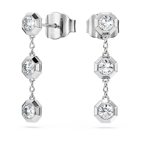 Octagon Oorhangers, Laboratorium-diamanten 0,6 ct tw, Round-vorm, Sterling zilver - Swarovski, 5744549