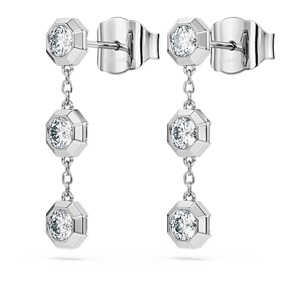 Pendants d'oreilles Octagon, Diamants créés en laboratoire 0,6 ct tw, Forme ronde, Argent sterling - Swarovski, 5744549