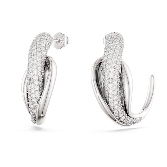 Swarovski Classica Kreolen, Statement, Rundschliff, Weiß, Sterlingsilber - Swarovski, 5745013