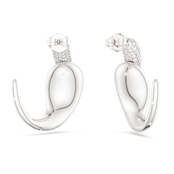 Swarovski Classica hoop earrings, Statement, Round cut, White, Sterling silver - Swarovski, 5745013