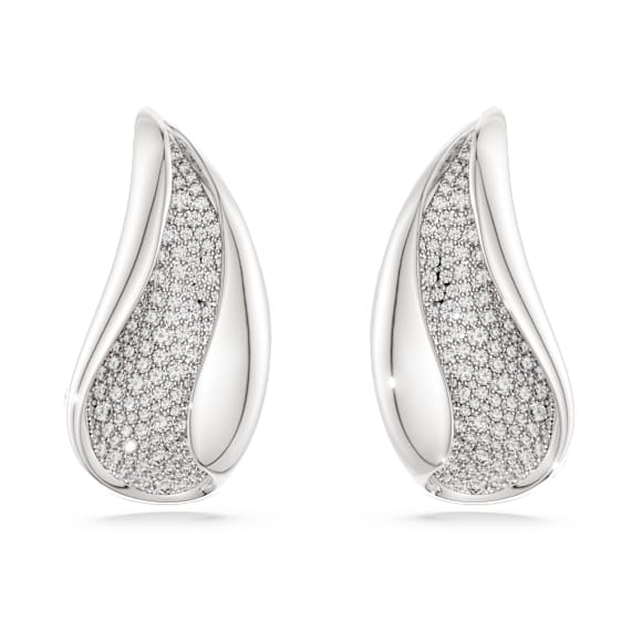 Swarovski Classica Klipsli Küpeler, Çarpıcı, Yuvarlak kesim, Beyaz, Som gümüş - Swarovski, 5745014
