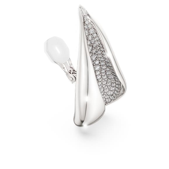 Swarovski Classica Klipsli Küpeler, Çarpıcı, Yuvarlak kesim, Beyaz, Som gümüş - Swarovski, 5745014