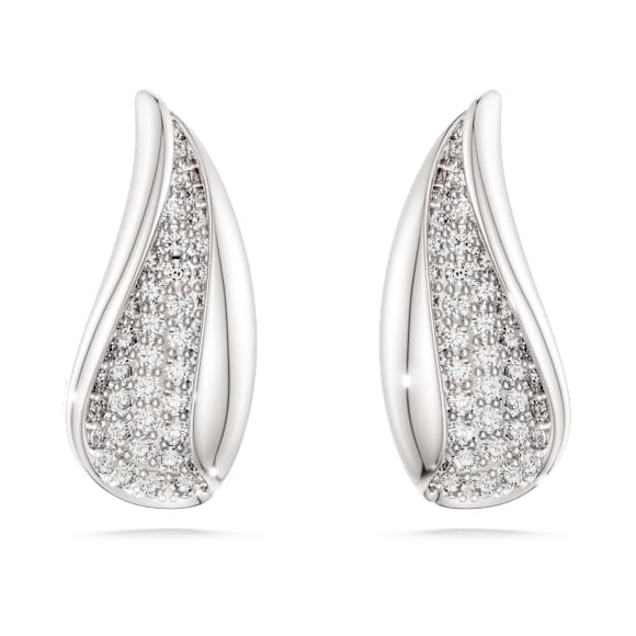 Swarovski Classica drop earrings, Round cut, White, Sterling silver - Swarovski, 5745016