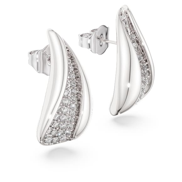 Swarovski Classica drop earrings, Round cut, White, Sterling silver - Swarovski, 5745016