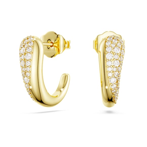 Swarovski Classica Kreolen, Rundschliff, Weiß, Sterlingsilber, 18K Goldbeschichtet - Swarovski, 5745020