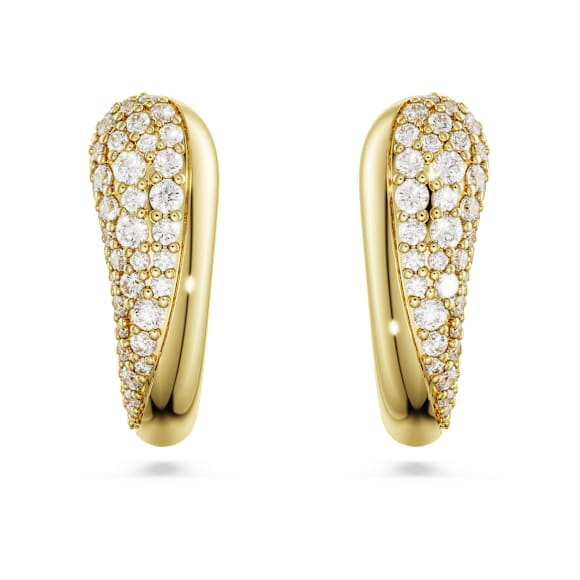 Swarovski Classica Kreolen, Rundschliff, Weiß, Sterlingsilber, 18K Goldbeschichtet - Swarovski, 5745020