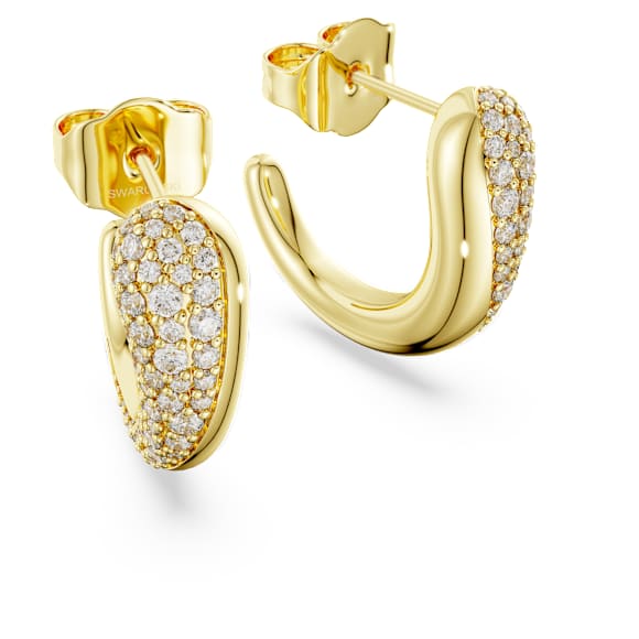 Swarovski Classica Kreolen, Rundschliff, Weiß, Sterlingsilber, 18K Goldbeschichtet - Swarovski, 5745020