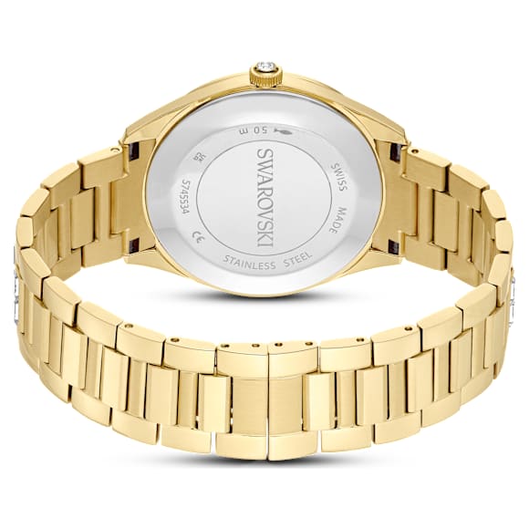 Hodinky Matrix date, Vyrobeno ve Švýcarsku, Kovový náramek, Zlatý odstín, Povrchová úprava ve zlatém odstínu - Swarovski, 5745534