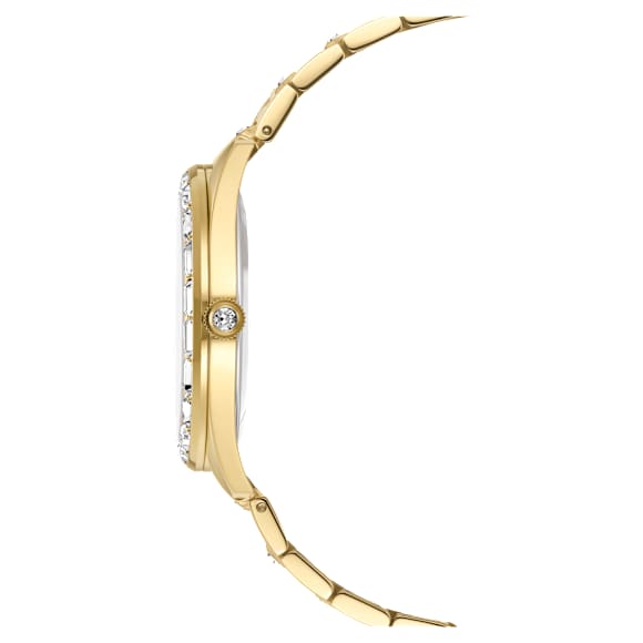 Matrix date watch, Swiss Made, Metal bracelet, Gold tone, Gold-tone finish - Swarovski, 5745534