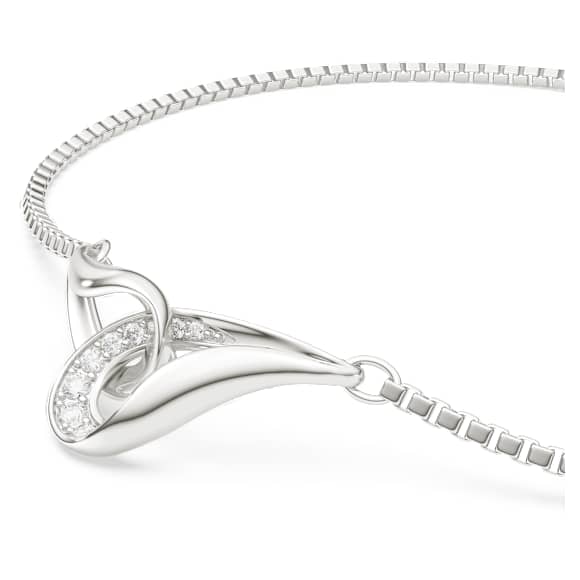 Pulsera Classica, Talla redonda, Entrelazado, Blanca, Plata de ley - Swarovski, 5745569
