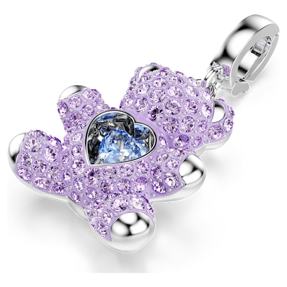Idyllia charm, Mixed cuts, Teddy, Purple, Rhodium plated - Swarovski, 5745610