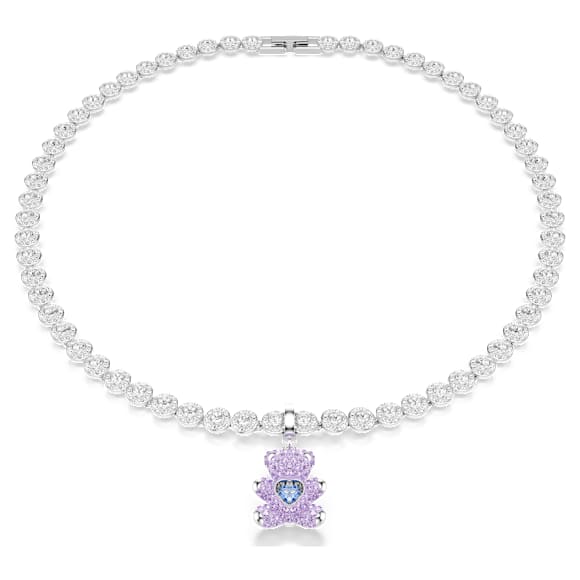 Idyllia charm, Mixed cuts, Teddy, Purple, Rhodium plated - Swarovski, 5745610