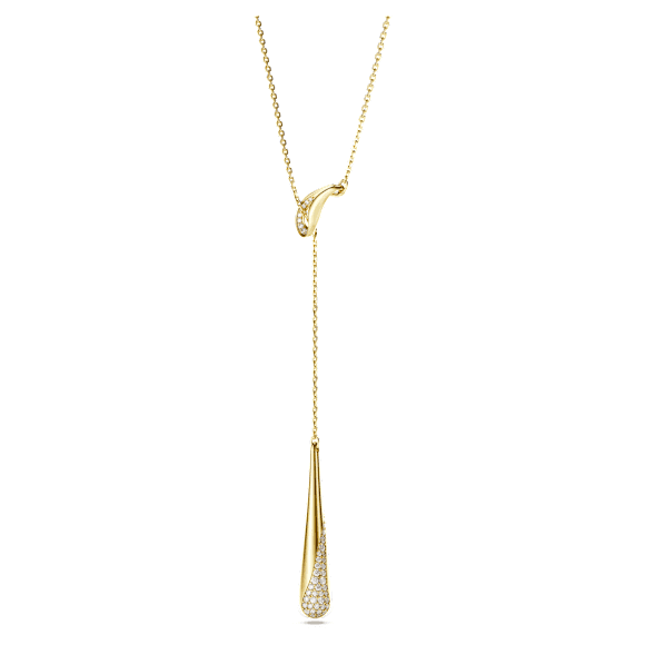 Swarovski Classica Y 字形鏈墜, 圓形切割, 白色, 925 銀，鍍金（金色飾面） - Swarovski, 5746001