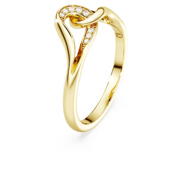 Swarovski Classica 링, 라운드 컷, 인터로킹, 화이트, 스털링 실버, 18k 골드 피니시 - Swarovski, 5746010