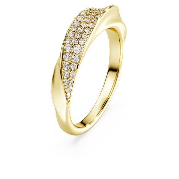Anillo de banda Classica, Talla redonda, Blanco, Plata de ley, acabado en oro de 18 quilates - Swarovski, 5746015