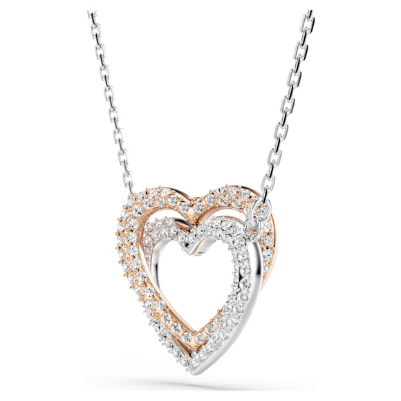Collana Hyperbola, Taglio Round, Cuore, Bianca, Mix di finiture - Swarovski, 5746040
