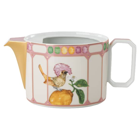 Idyllia teapot, Porcelain, Crystal print motif, Bird, Multicolored - Swarovski, 5746193
