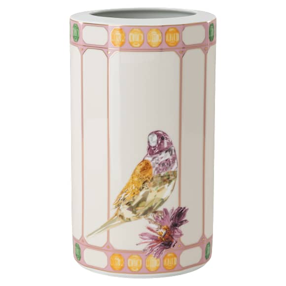Idyllia Vase, Porzellan, Kristallines Printmotiv, Vogel, Mehrfarbig - Swarovski, 5746205