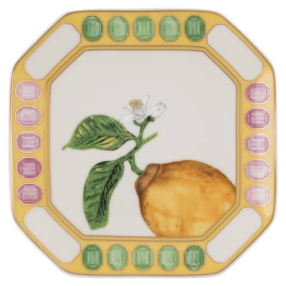 Vide-poche Idyllia, Porcelaine, Motif imprimé cristal, citron, Jaune - Swarovski, 5746219