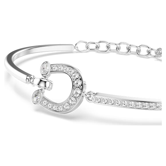 Symbolica bracelet, Pavé, Horseshoe, White, Rhodium plated - Swarovski, 5746220