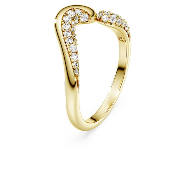 Otwarty pierścionek Swarovski Classica, Szlif okrągły, Biały, Srebro próby 925, wykończenie z 18-karatowego złota - Swarovski, 5746351