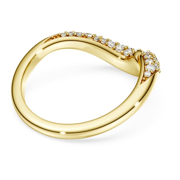 Otwarty pierścionek Swarovski Classica, Szlif okrągły, Biały, Srebro próby 925, wykończenie z 18-karatowego złota - Swarovski, 5746351