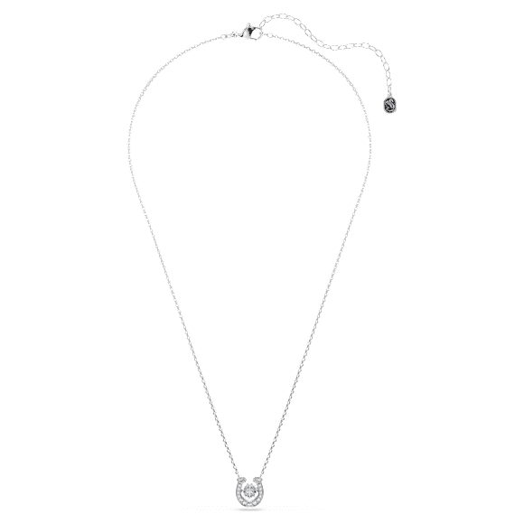 Symbolica pendant, Round cut, Pavé, Horseshoe, Blue, Rhodium plated - Swarovski, 5746562