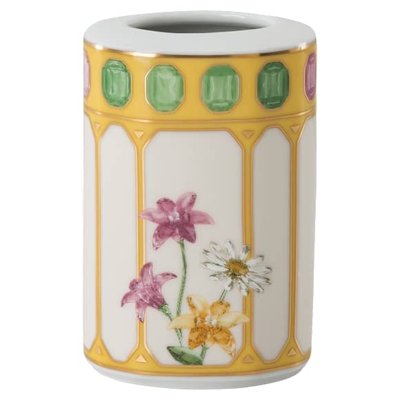 Idyllia vase, Porcelain, Crystal print motif, flower, Yellow - Swarovski, 5746591