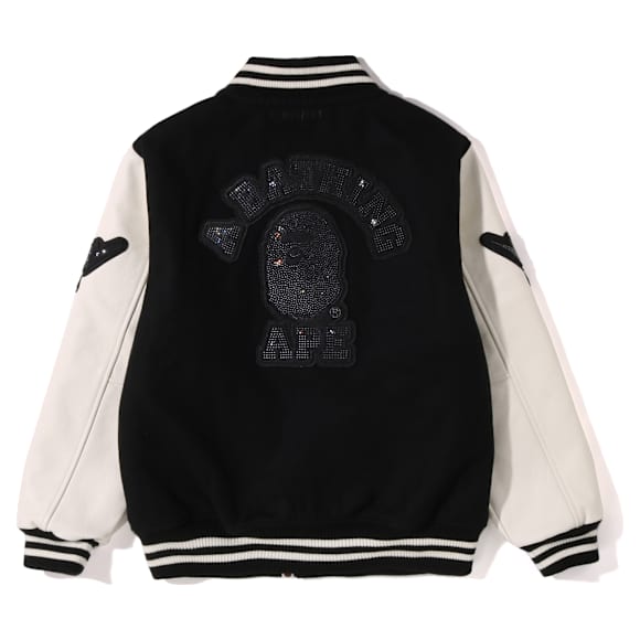 A BATHING APE®シャークフード付きバーシティージャケット, ブラック