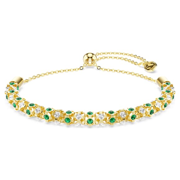 Dextera Armband, Rundschliff, Grün, 18K Goldbeschichtet - Swarovski, 5746829
