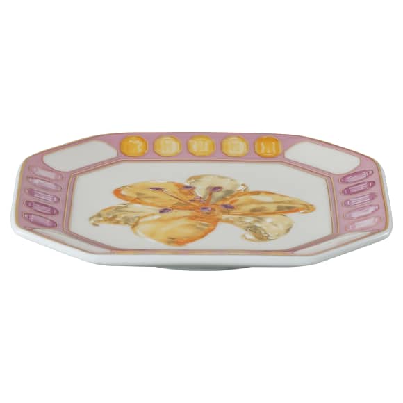 Idyllia kis tálka, Porcelán, Nyomtatott kristálymotívum, virág, Rózsaszín - Swarovski, 5746836