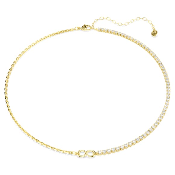 Matrix necklace, Round cut, White, 18K gold finish - Swarovski, 5747717