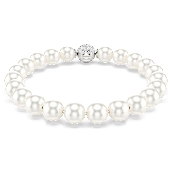 Matrix Bileklik, Kristal inci, Beyaz, Rodyum kaplama - Swarovski, 5747747