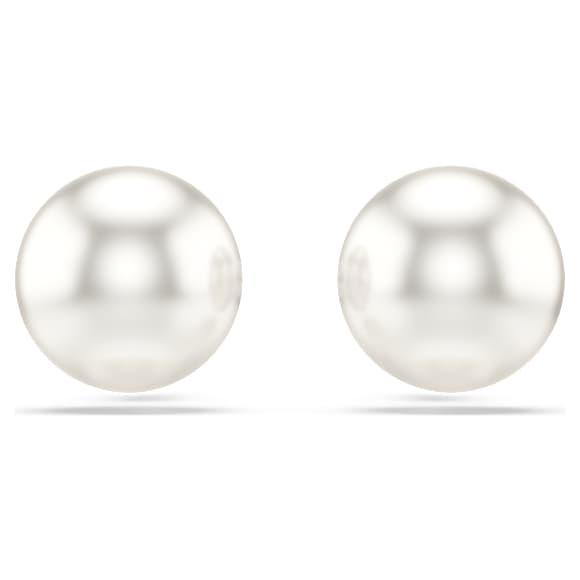 Matrix 耳釘, 水晶珍珠, 白色, 鍍白金色 - Swarovski, 5747752