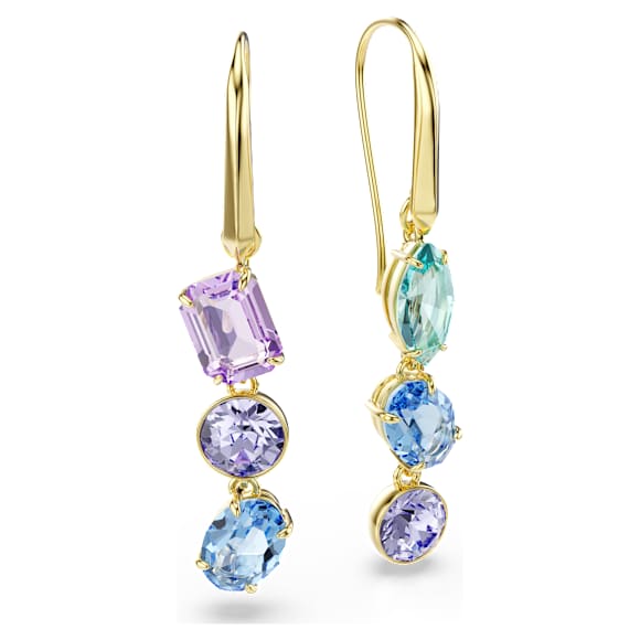 Gema ドロップピアス, アシンメトリーデザイン, ミックスカット, マルチカラー, 18Kゴールドコーティング - Swarovski, 5747917