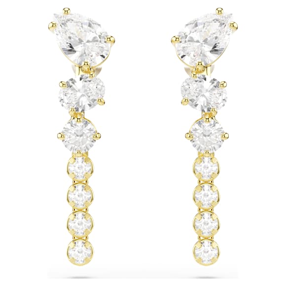 Mesmera 水滴形耳環, 混合式切割, 白色, 鍍金（金色飾面） - Swarovski, 5747936