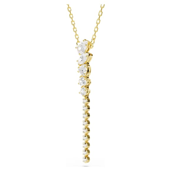 Mesmera Y necklace, Mixed cuts, White, 18K gold finish - Swarovski, 5747997