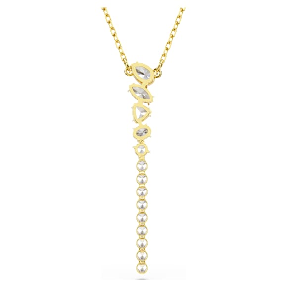 Mesmera Y-nyaklánc, Vegyes metszés, Fehér, 18 kt-os aranybevonat - Swarovski, 5747997