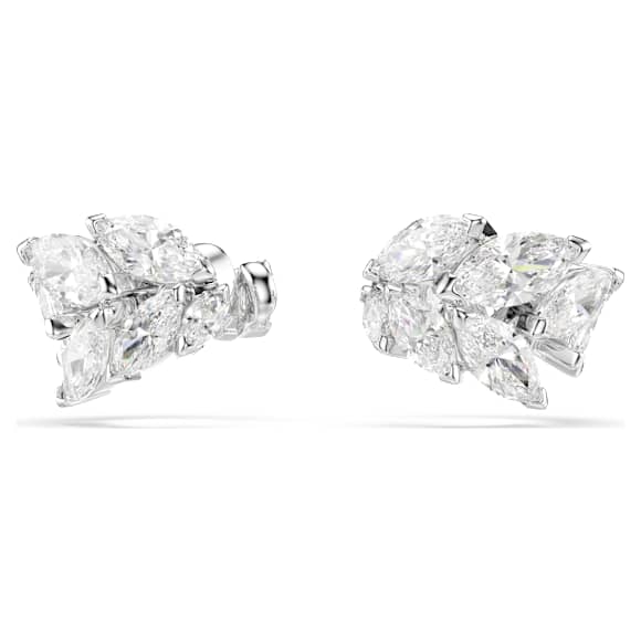 Ozdoby na ucho Mesmera, Výbrus Markýza, Bílé, Pokoveno rhodiem - Swarovski, 5747998