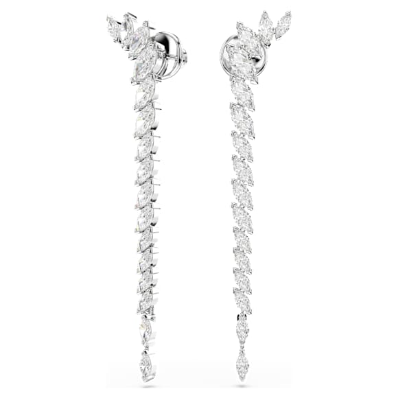 Mesmera earrings, Marquise cut, White, Rhodium plated - Swarovski, 5748006
