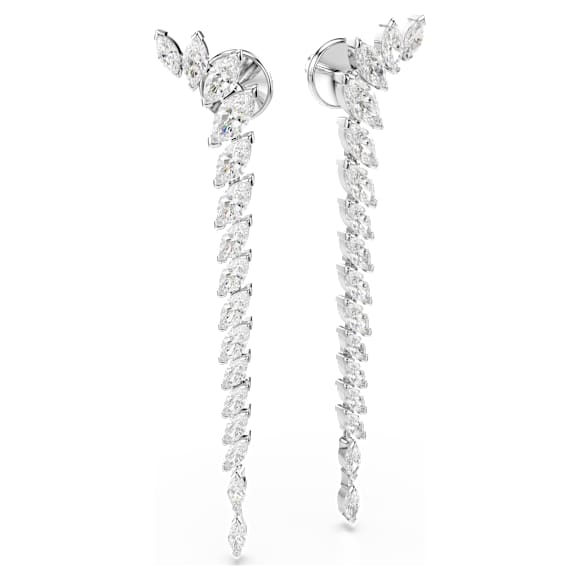 Mesmera 穿孔耳環, 欖尖形切割, 白色, 鍍白金色 - Swarovski, 5748006