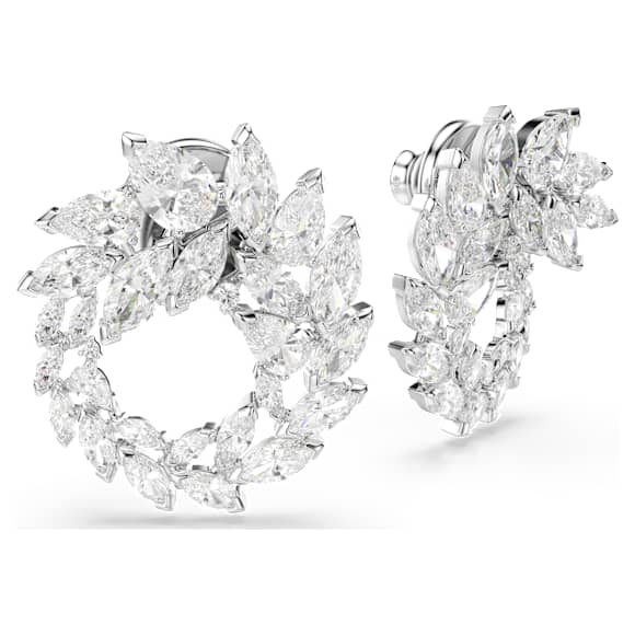 Mesmera Kreolörhängen, Marquisslipning, Vit, Rodiumpläterad - Swarovski, 5748008