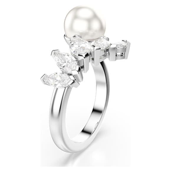 Anel Mesmera, Crystal Pearl, Lapidação Marquesa, Branco, Lacado a ródio - Swarovski, 5748009
