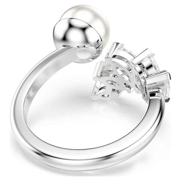 Mesmera nyitott gyűrű, Kristálygyöngy, Marquise metszés, Fehér, Ródium bevonattal - Swarovski, 5748009